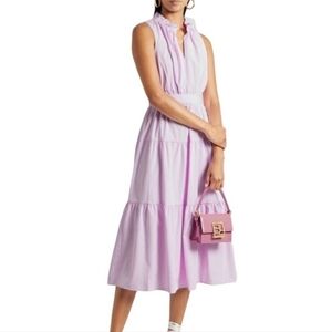 DKNY Women's Lilac DKNY Tiered Striped Poplin Midi Sleeveless Dress Plus Size 14